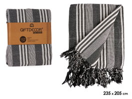 GIFTDECOR Plaid Multiusos Rayas Gris Foncé 235x205cm