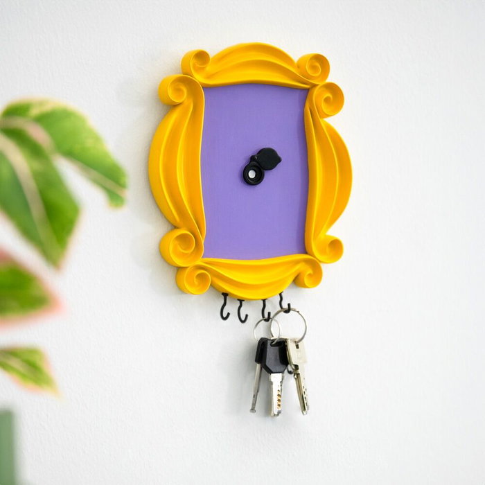 ERIK Porte-clés mural décoratif Friends, 4 crochets métal, avec accroche au dos, résine 15x18x1,5 cm