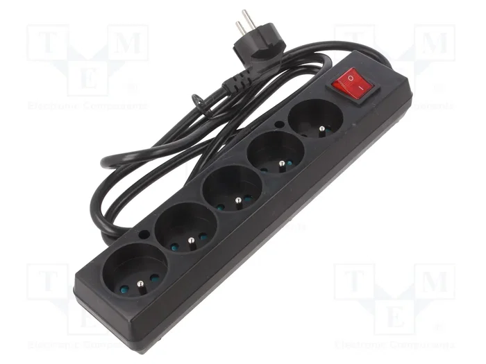 JONEX Rallonge réseau H03VV-F 3G1,5mm² 1,5m Noir 5 prises JONEX Rallonge réseau H03VV-F 3G1,5mm² 1,5m Noir 5 prises