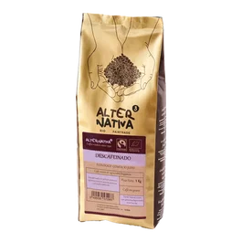 ALTERNATIVA 3 Café Décaféiné en Grain 100% Arabica Bio 1 kg, Tous Naturel, Intensité 5, Commerce Équitable