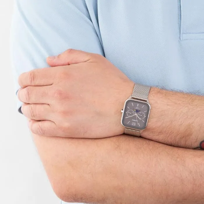 Casio MTP-M305M Montre Homme Analogique Quartz Gris Acier, Indicateur Phase Lunaire, Affichage Jour/Date, Verre Minéral, Etanchéité 5 bars