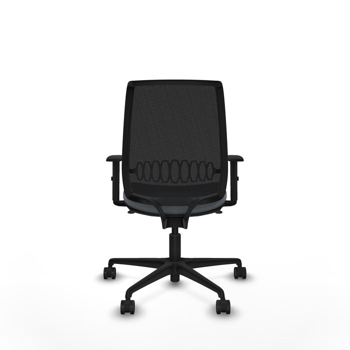 Chaise Alares Synchro 5 positions tissu Gris Maille Noir Base en nylon noir Accoudoir 1D Sans appui-tête Roulettes 65mm nylon