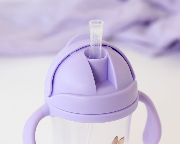 KioKids Tasse d'Apprentissage Étape 3 - 300 mL avec Poignées et Bouchon Anti-Colique - Dès 6 Mois - Lavande - Collection Little Sauvage
