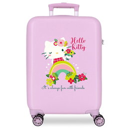 Hello Kitty Valise trolley ABS 55 cm 4 roues doubles, avec caisse à combinaison latérale et organisateur intérieur