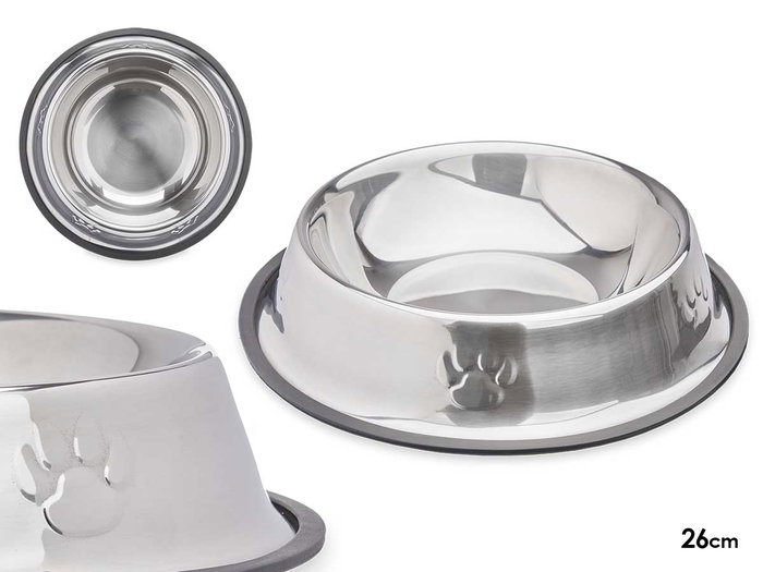 MASCOW Mangeoire métallique 26cm avec empreintes de pattes et base en caoutchouc MASCOW Mangeoire métallique 26cm avec empreintes de pattes et base en caoutchouc
