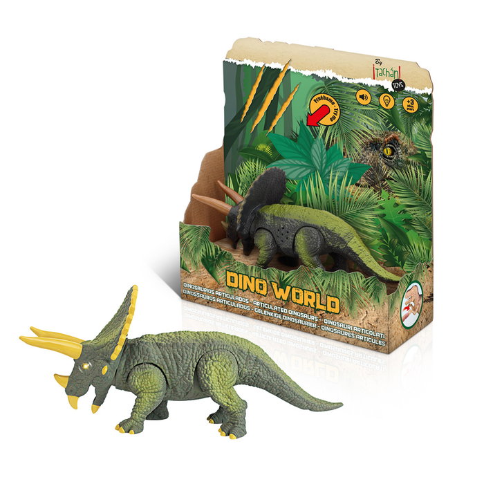 TACHAN Triceratops Dinosaure Interactif avec Effets Lumineux et Sonores, Version Multilingue (Anglais, Français, Allemand), Jouet Réaliste pour Enfants Dès 3 Ans TACHAN Triceratops Dinosaure Interactif avec Effets Lumineux et Sonores, Version Multilingue (Anglais, Français, Allemand), Jouet Réaliste pour Enfants Dès 3 Ans