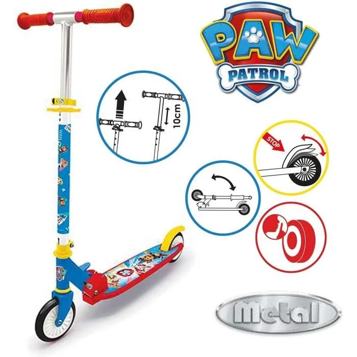 Smoby Pat' Patrouille Trottinette 2 Roues Pliable - Guidon Réglable en Hauteur - Roues Silencieuses - Pour Enfant Smoby Pat' Patrouille Trottinette 2 Roues Pliable - Guidon Réglable en Hauteur - Roues Silencieuses - Pour Enfant