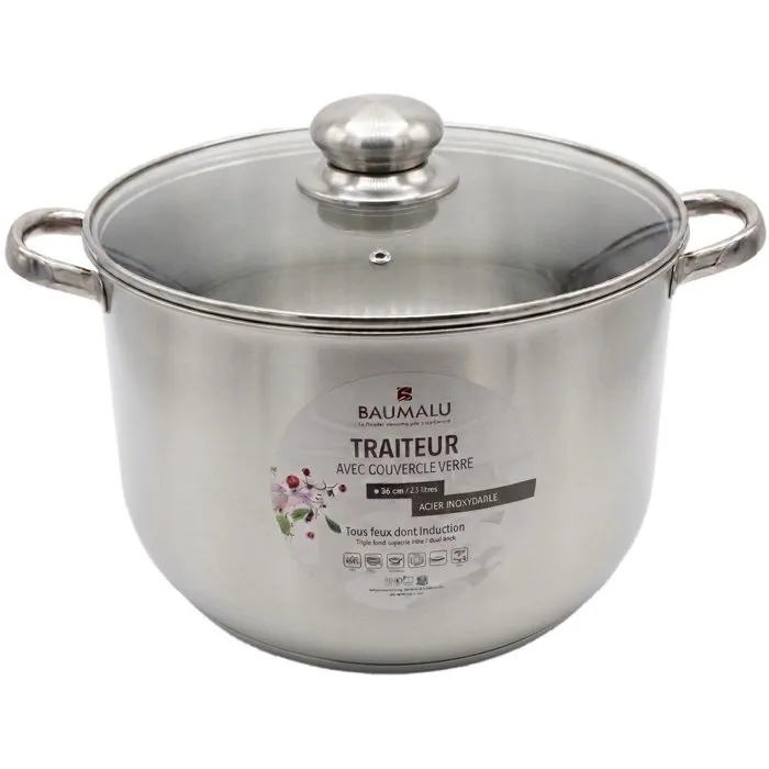 Baumalu Traiteur en Inox Ø 36 cm - 32 L avec Couvercle