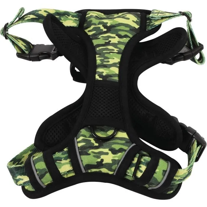 M Pets Harnais HIKING - Taille M, camouflage, tissu rembourré, attache sécurité et poignée, laisse dos/avant pour chien M Pets Harnais HIKING - Taille M, camouflage, tissu rembourré, attache sécurité et poignée, laisse dos/avant pour chien