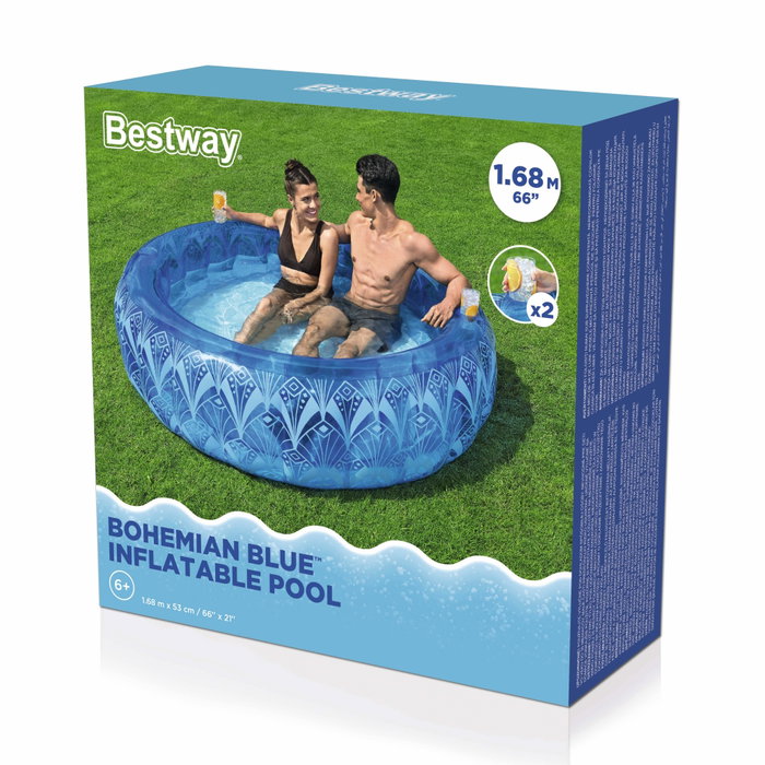 Bestway Piscine Gonflable Extra Résistante Bleu Bohème 168x53 cm +6 Ans Jardin 54479 Bestway Piscine Gonflable Extra Résistante Bleu Bohème 168x53 cm +6 Ans Jardin 54479
