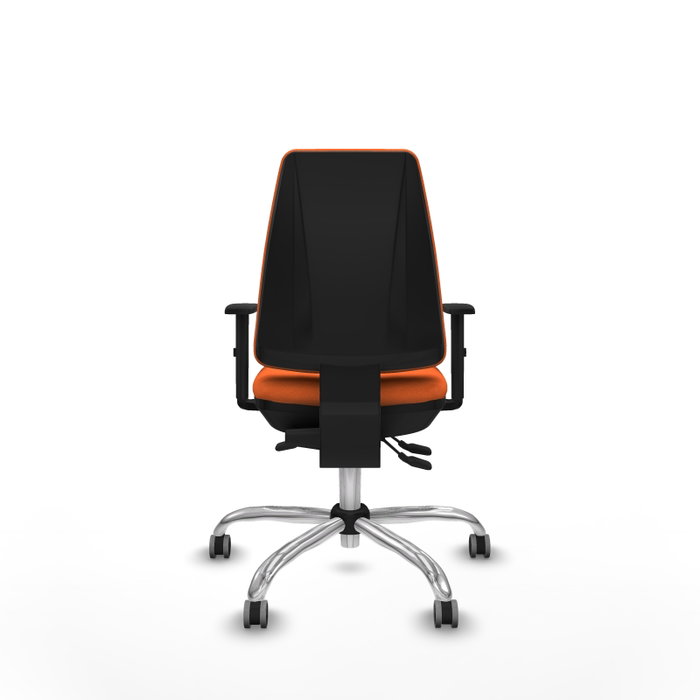 Chaise Elche Asynchrone Tissu Orange Structure chromée Accoudoir 1D Sans appui-tête Roulettes 65mm pour moquette Chaise Elche Asynchrone Tissu Orange Structure chromée Accoudoir 1D Sans appui-tête Roulettes 65mm pour moquette