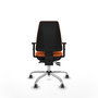 Chaise Elche Asynchrone Tissu Orange Structure chromée Accoudoir 1D Sans appui-tête Roulettes 65mm pour moquette