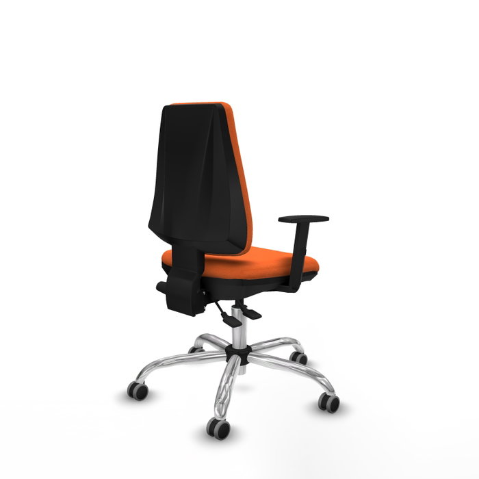 Chaise Elche Asynchrone Tissu Orange Structure chromée Accoudoir 1D Sans appui-tête Roulettes 65mm pour moquette Chaise Elche Asynchrone Tissu Orange Structure chromée Accoudoir 1D Sans appui-tête Roulettes 65mm pour moquette