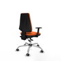 Chaise Elche Asynchrone Tissu Orange Structure chromée Accoudoir 1D Sans appui-tête Roulettes 65mm pour moquette