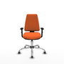 Chaise Elche Asynchrone Tissu Orange Structure chromée Accoudoir 1D Sans appui-tête Roulettes 65mm pour moquette
