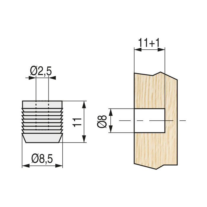 HERRAJES ALK Tuerca para Montaje Rapido 8-11 Aguj.2,5 (Set de 5000)