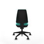 Chaise Elche Contact permament de base Cuir écologique Turquoise Base pyramidale noire Sans accoudoirs Sans appui-tête Roulettes 65mm nylon