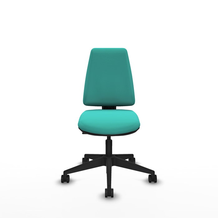 Chaise Elche Contact permament de base Cuir écologique Turquoise Base pyramidale noire Sans accoudoirs Sans appui-tête Roulettes 65mm nylon