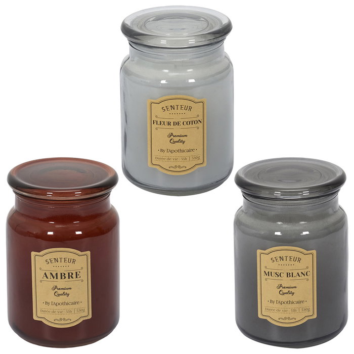 Home Deco Factory Bougie Parfumée en Pot de Verre Apothicaire