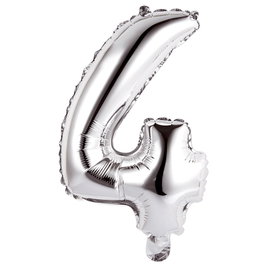 Party Time Ballon Chiffre 4 Argenté 35 cm