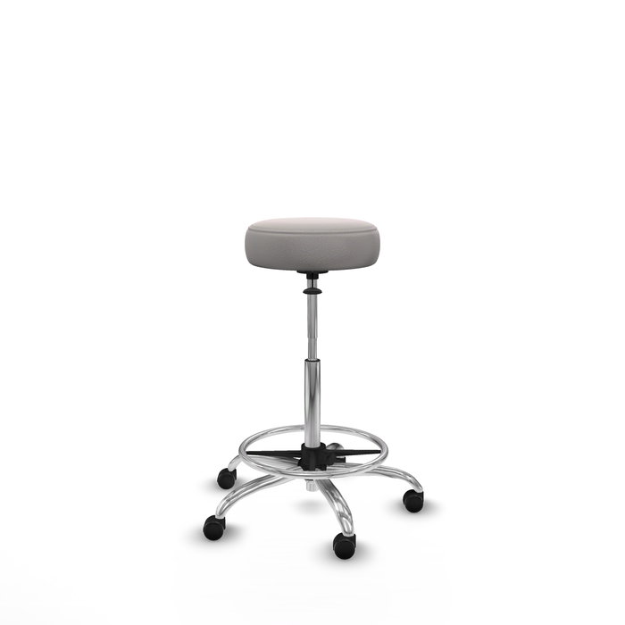 Tabouret Tolosa Pivotant Cuir écologique Non applicable Maille Jaune Structure chromée Sans accoudoirs Sans appui-tête Roulettes pour moquette