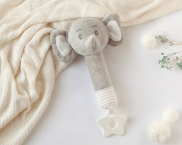 KioKids Hochet Éléphant Gris avec Mordeur 25cm