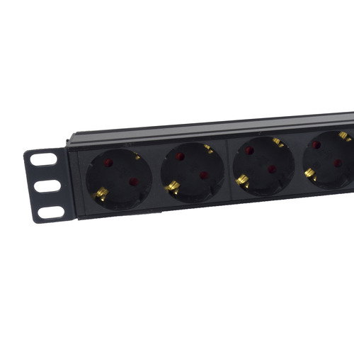 Phasak Regleta 8 Prises avec Interrupteur 2m Noir - SFO C14 Pour Rack 1U