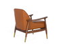 GINER Y COLOMER Fauteuil moderne en bois et cuir synthétique brun avec détails Dora2 - Accoudoirs courbes, pieds coniques dorés