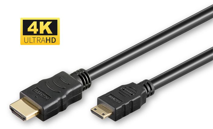 MicroConnect Câble HDMI 1.4 Type A vers HDMI Mini Type C 1 m - Haute vitesse, 4K@30Hz, HDR, HDCP 2.2, connecteurs plaqués or MicroConnect Câble HDMI 1.4 Type A vers HDMI Mini Type C 1 m - Haute vitesse, 4K@30Hz, HDR, HDCP 2.2, connecteurs plaqués or