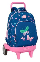 Safta Mochila Grande avec Roues Compact Evol Ext Blackfit8 "Mariposas" 33x45x22cm - Sac à Dos à Roulettes pour Enfant dès 3 ans