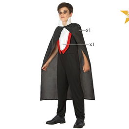Déguisement Enfant Vampire Halloween Noir Garçon 7-9 Ans Costume avec Cape et T-shirt