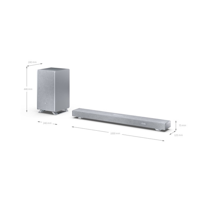 Sharp HT-SBW53121 barre de son avec caisson de basses sans fil argent Sharp HT-SBW53121 barre de son avec caisson de basses sans fil argent