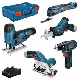 Bosch Professional Combo Kit 5 Outils 12V (GSR, GST, GOP, GKS, GSA) avec 3 batteries 3Ah et L-BOXX