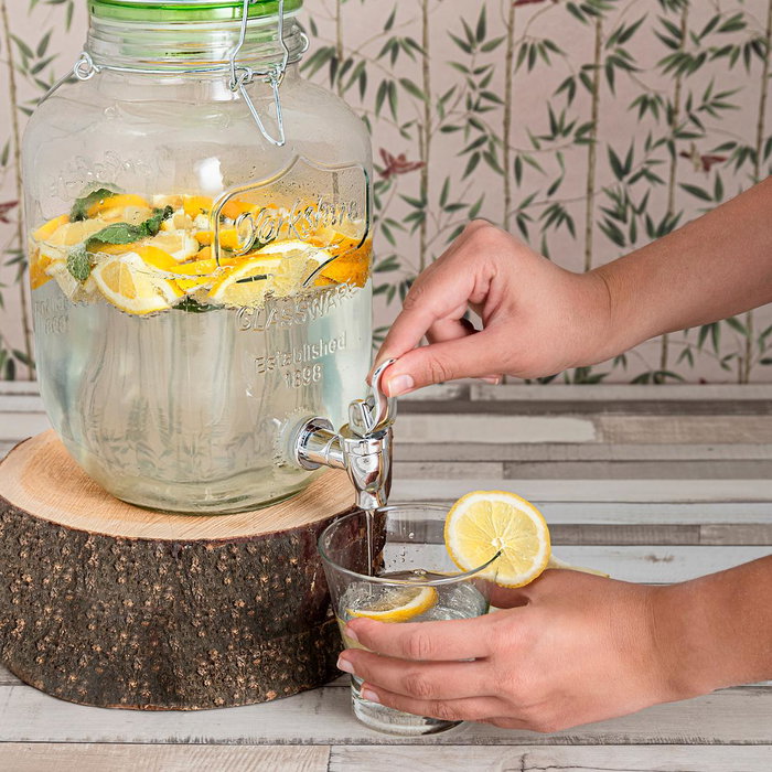 Quid Dispensador de Bebidas Viba 4 L, Verre, Multicolore Relief, Écologique