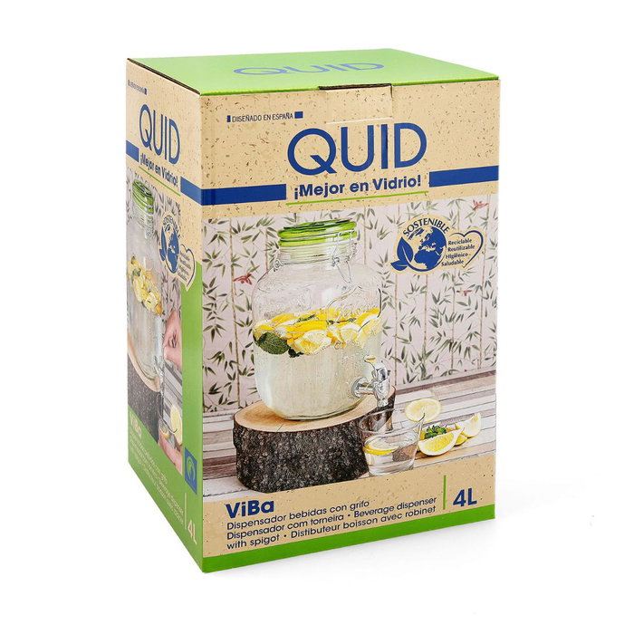 Quid Dispensador de Bebidas Viba 4 L, Verre, Multicolore Relief, Écologique