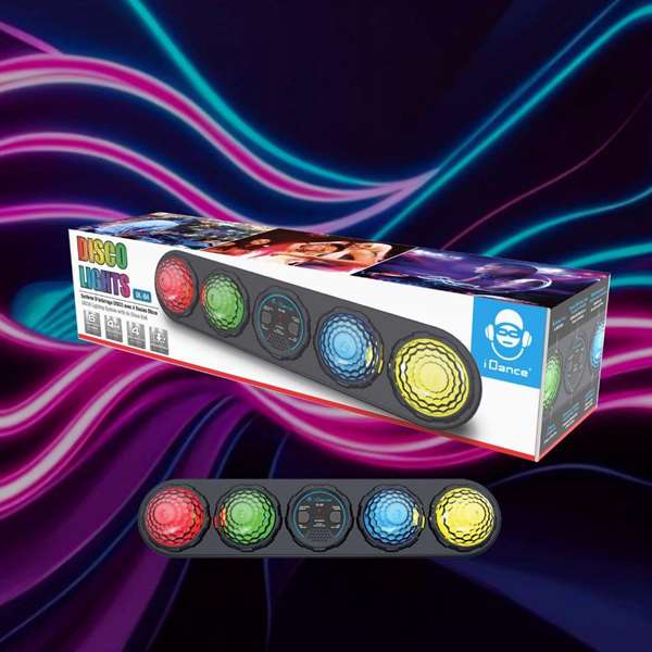 iDance Projecteur Disco avec Balle Tournante - Noir - 9x10.5x41 cm - Fonctionne sur Pile Li-ion 3.7V Incluse