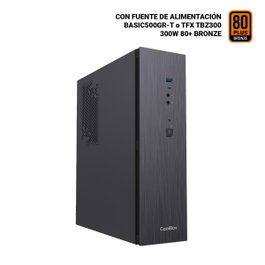 Coolbox COO-PCT370-BZ Boîtier PC microATX Slim T370 Noir avec Alimentation 300W 80+ Bronze
