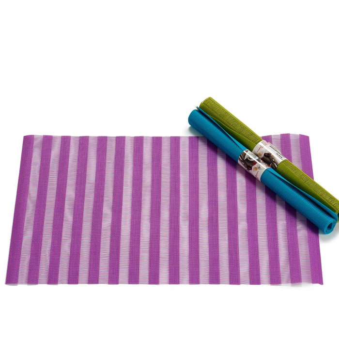 Kinvara Set de 6 Salvamantels 45x30 cm Rayas Multicolores PVC et Polyester (Set de 72)