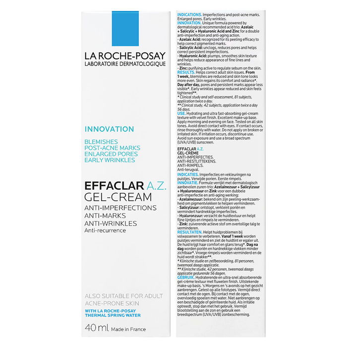 La Roche-Posay Effaclar AZ Gel Crème Hydratant Quotidien Anti-Imperfections Peaux Matures 40 ml La Roche-Posay Effaclar AZ Gel Crème Hydratant Quotidien Anti-Imperfections Peaux Matures 40 ml