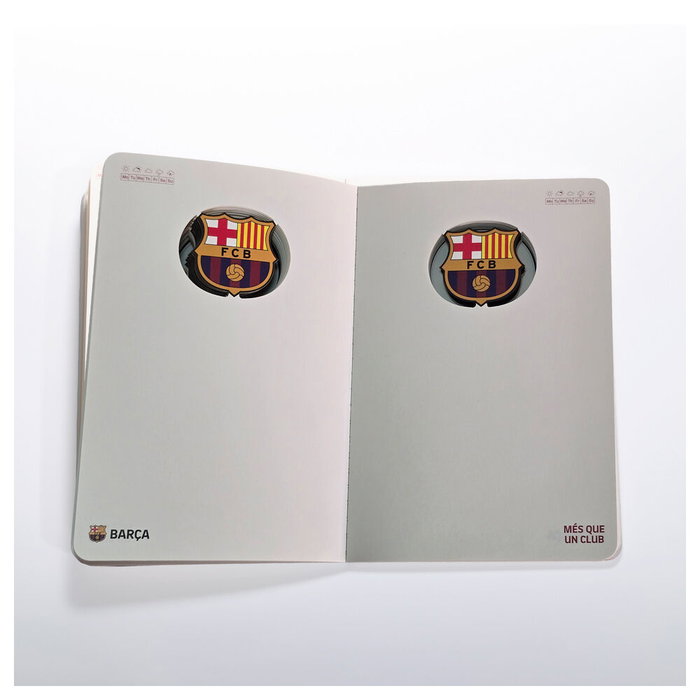 Mocilab - Cahier FC Barcelona A5 avec escudo en 3D officiel - Carnet à pages blanches 120 pages - Cuaderno A5 F.C. Barcelona