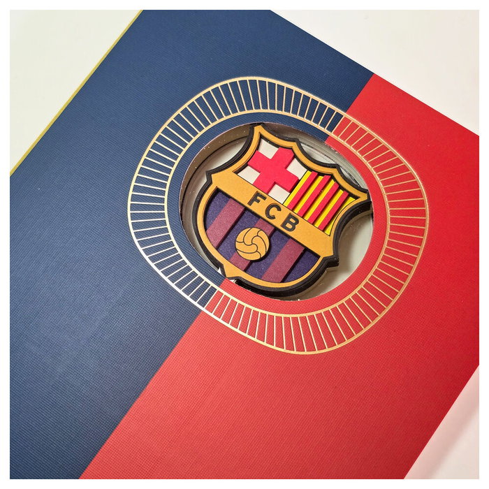 Mocilab - Cahier FC Barcelona A5 avec escudo en 3D officiel - Carnet à pages blanches 120 pages - Cuaderno A5 F.C. Barcelona