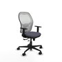 Chaise Jorquera Synchrone/Traslack tissu Gris foncé Maille Blanc Base en nylon noir Accoudoir 1D Sans appui-tête Roulettes 65mm nylon