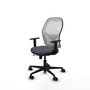 Chaise Jorquera Synchrone/Traslack tissu Gris foncé Maille Blanc Base en nylon noir Accoudoir 1D Sans appui-tête Roulettes 65mm nylon