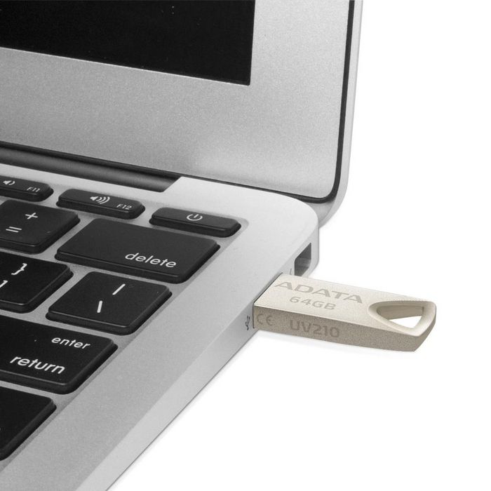 ADATA UV210 Clé USB 64GB Métal, Interface USB 2.0, Sans Cap, Monture pour Dragonne, Design Robuste en Alliage de Zinc ADATA UV210 Clé USB 64GB Métal, Interface USB 2.0, Sans Cap, Monture pour Dragonne, Design Robuste en Alliage de Zinc