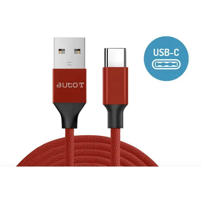 Auto-T Câble USB 2.0 vers USB-C Tressé 1 m - 540347 - Pour Chargement Rapide et Transfert de Données
