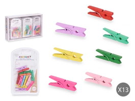 PINCELLO Set de 13 pinces en bois multicolores