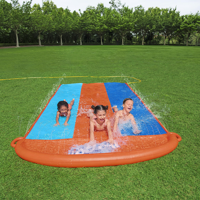 Bestway Piscine à glissade et toboggan triple 488 x 207,5 cm +3 ans Jardin 52329