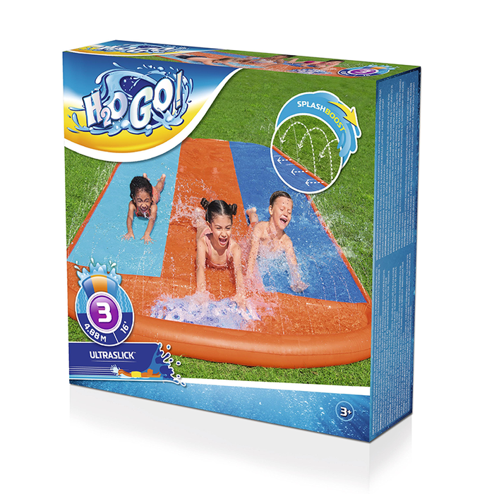 Bestway Piscine à glissade et toboggan triple 488 x 207,5 cm +3 ans Jardin 52329