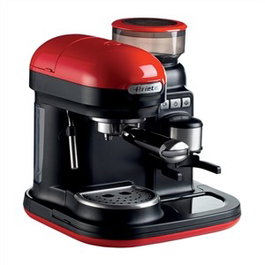 Ariete 1318/00 Cafetière espresso moderne avec moulin intégré rouge - 1080W - 0.8L - Portafiltre aluminium