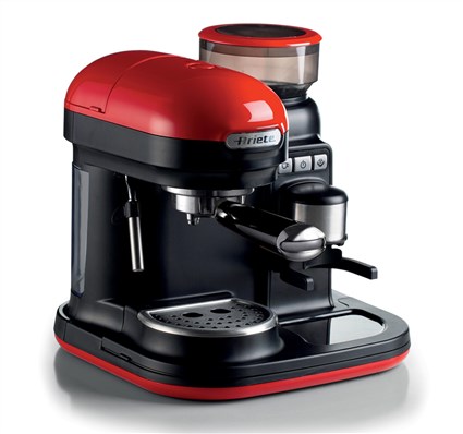 Ariete 1318/00 Cafetière espresso moderne avec moulin intégré rouge - 1080W - 0.8L - Portafiltre aluminium